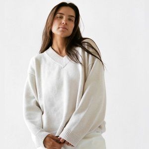 James Street Co. Cotton V-Neck Sloane Sweater